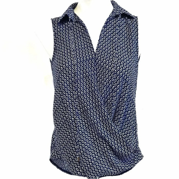 RIVER ISLAND | Navy Blue Surplice Faux Wrap Small - Picture 1 of 7